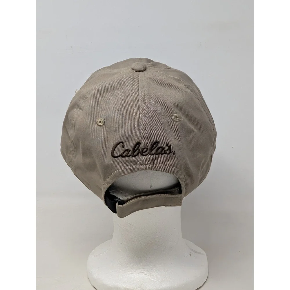 Cabelas Deer Nation Hat Mens Tan Adjustable Hunting Baseball Cap Logo Patch